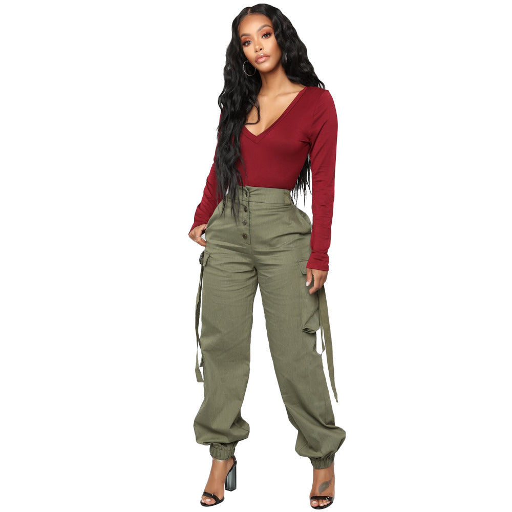 Multi-Pocket Fashion Overalls Women's Pants