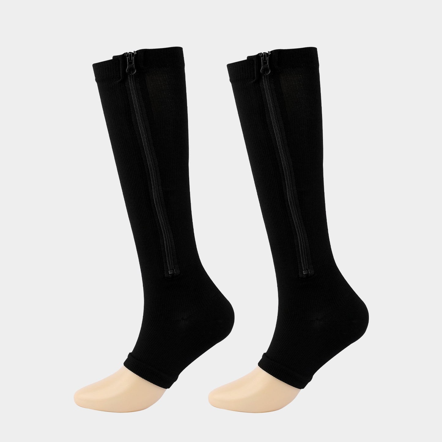 Toeless Compression Socks With Side Zipper For All Day Wear, Sports Socks