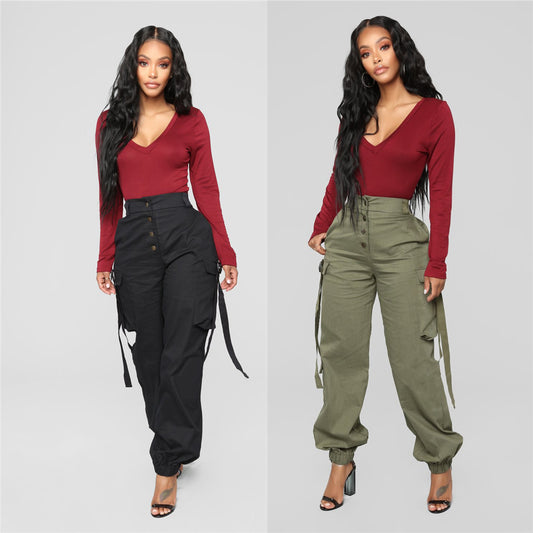 Multi-Pocket Fashion Overalls Women's Pants