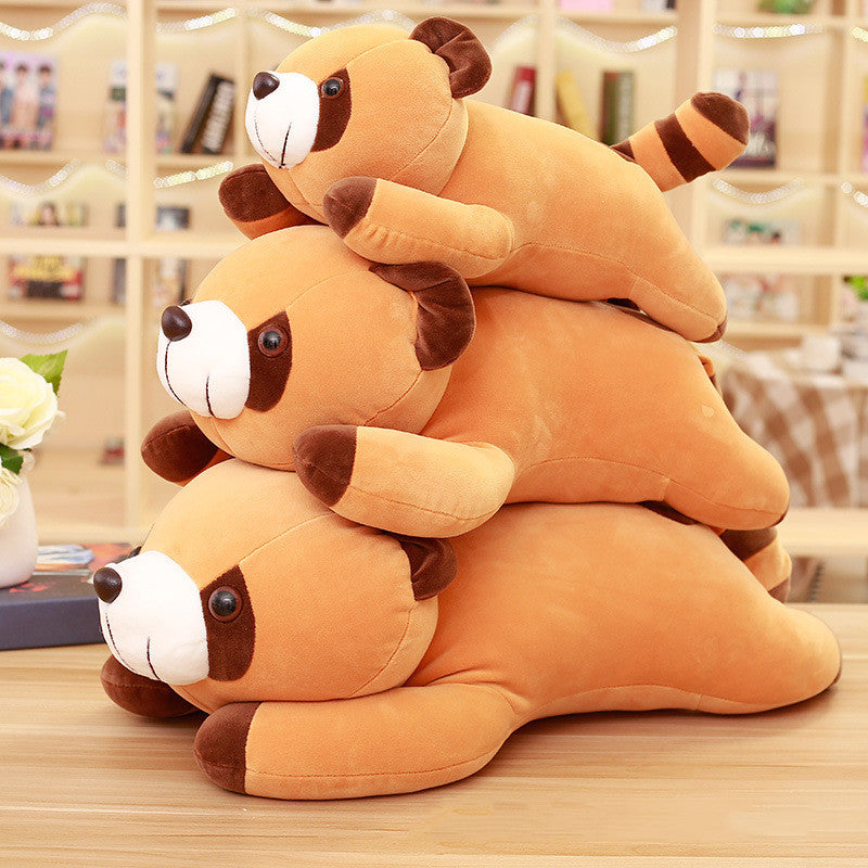 Brown Raccoon Soft Body Down Cotton Throw Pillow Doll Large Size