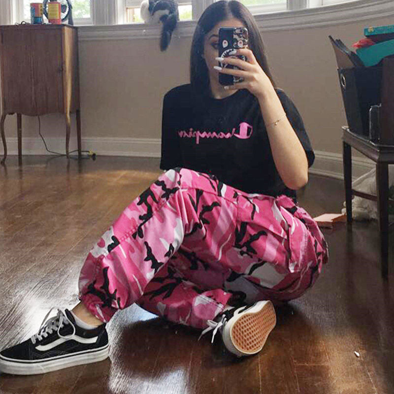 Camouflage tooling denim harem pants casual pants