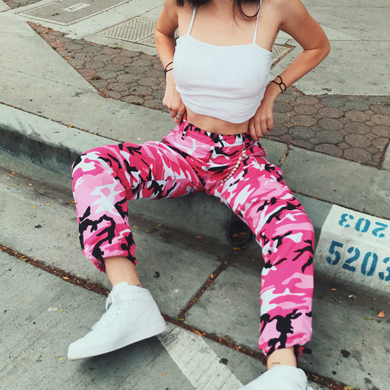 Camouflage tooling denim harem pants casual pants