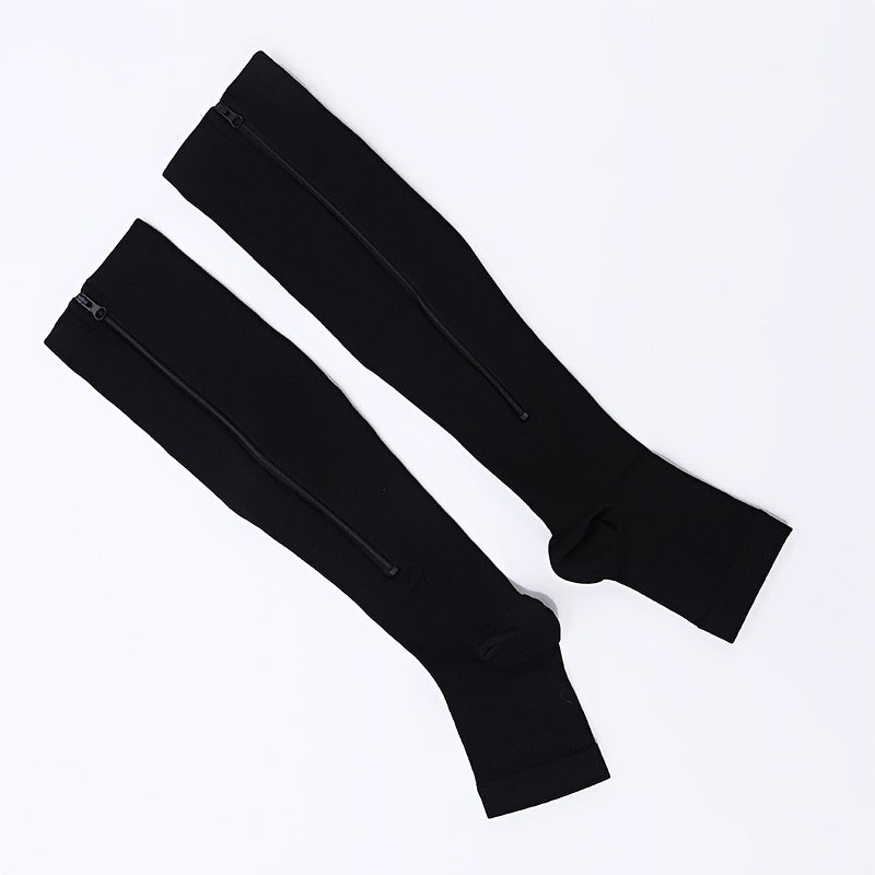 Toeless Compression Socks With Side Zipper For All Day Wear, Sports Socks