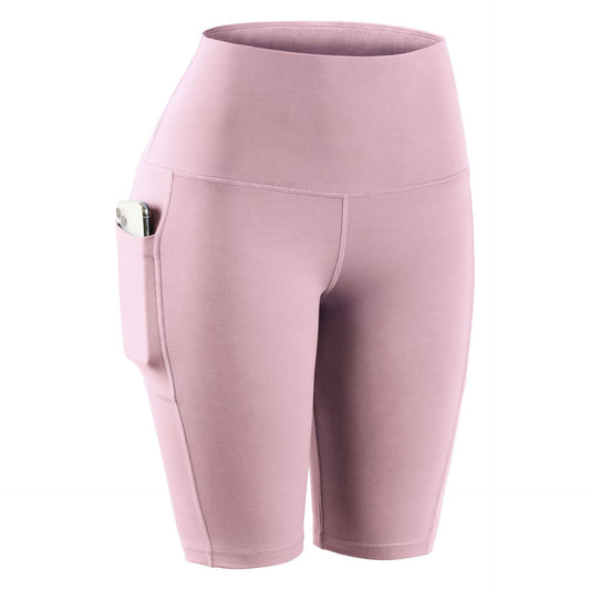 Nude Fabric High Waist Tight-fitting Side Pocket Yoga Pants Sanded Running Fitness Sports Shorts