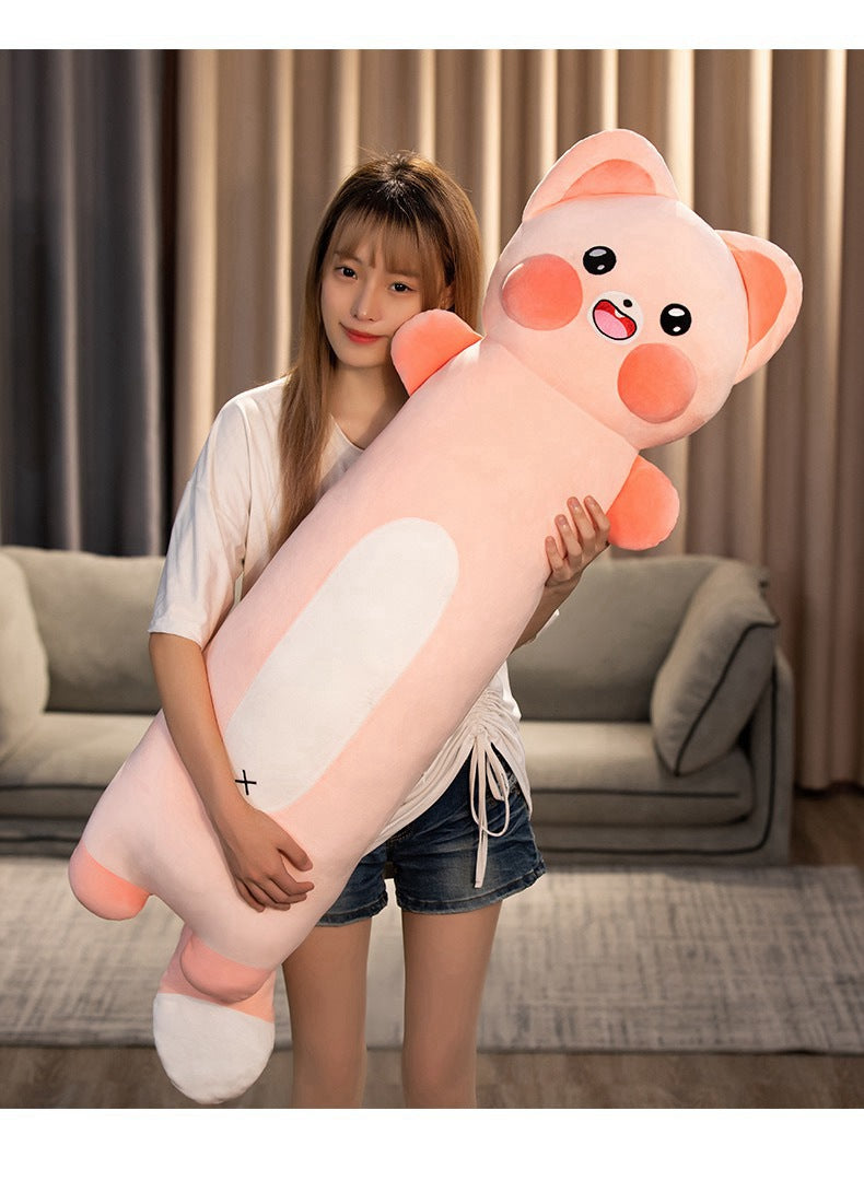 Cute Cat Plush Doll Soft Long Body Raccoon Pillow