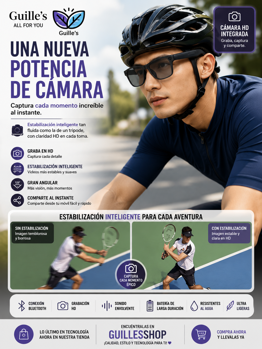 Gafas Inteligentes de Traducción 2026, Nueva Tecnología, Claridad HD, Ligeras (40g), Cómodas, Reconocimiento IA, Grabación Sensible, Música