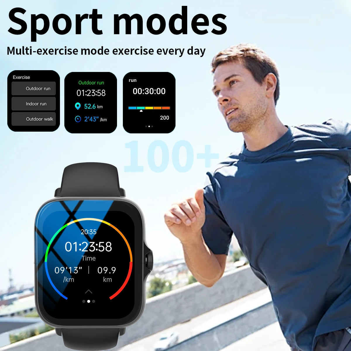 Reloj inteligente con múltiples modos deportivos, puede hacer y recibir llamadas, recordatorios de mensajes, compatible con Android y iPhone