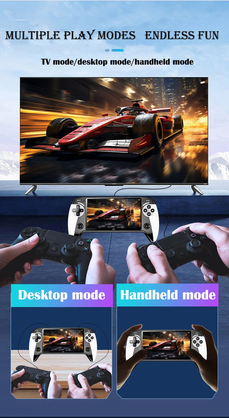 Consola de juegos portátil X9, pantalla HD de 5,5 pulgadas, múltiples idiomas, vídeo retro GBA Arcade, 8 simuladores con 360 °   joysti antideslizante