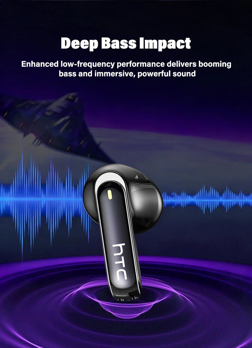 Audífonos Bluetooth V6.0 HTC NE70, Audífonos Inalámbricos con Pantalla Táctil Inteligente, Audífonos con Traductor IA, Audífonos para Juegos, Bajos HD