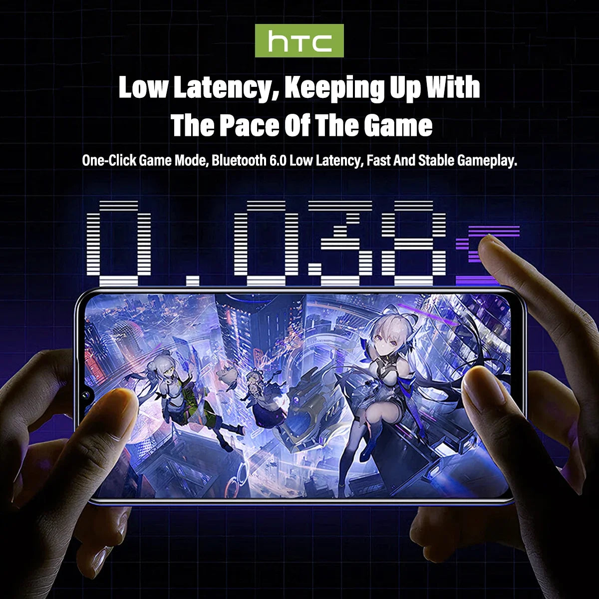 Audífonos Bluetooth V6.0 HTC NE70, Audífonos Inalámbricos con Pantalla Táctil Inteligente, Audífonos con Traductor IA, Audífonos para Juegos, Bajos HD