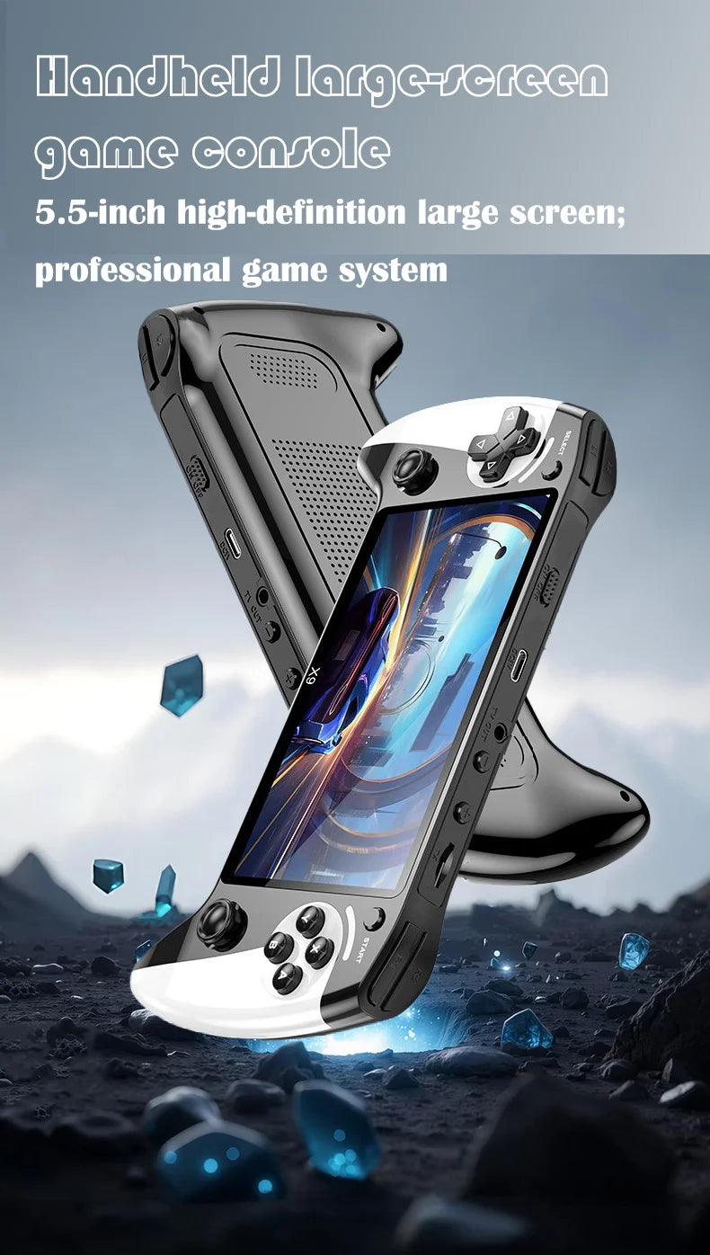 Consola de juegos portátil X9, pantalla HD de 5,5 pulgadas, múltiples idiomas, vídeo retro GBA Arcade, 8 simuladores con 360 °   joysti antideslizante