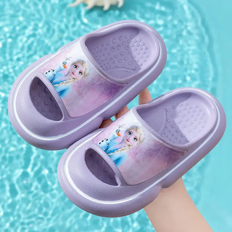 Disney Princess Elsa Children's Slippers Summer Girls frozen Indoor non-slip bath shoes kids Baby slipper