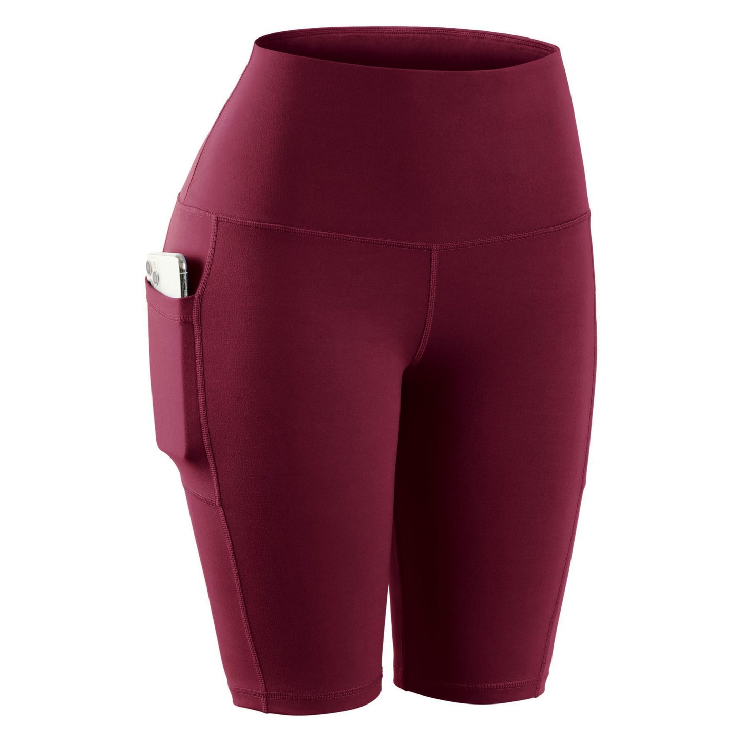 Nude Fabric High Waist Tight-fitting Side Pocket Yoga Pants Sanded Running Fitness Sports Shorts
