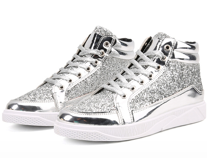 Nightclub boots bright face personality Martin boots men's casual high-top shoes retro gold boots