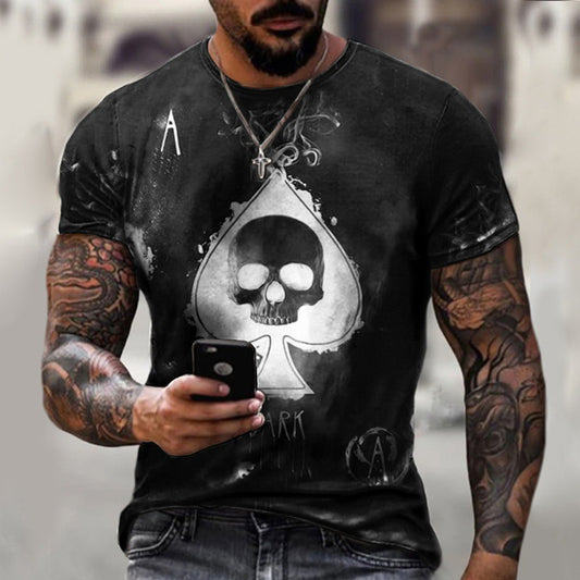 3D Printing Skull Spades T-Shirt Fashion Street Men